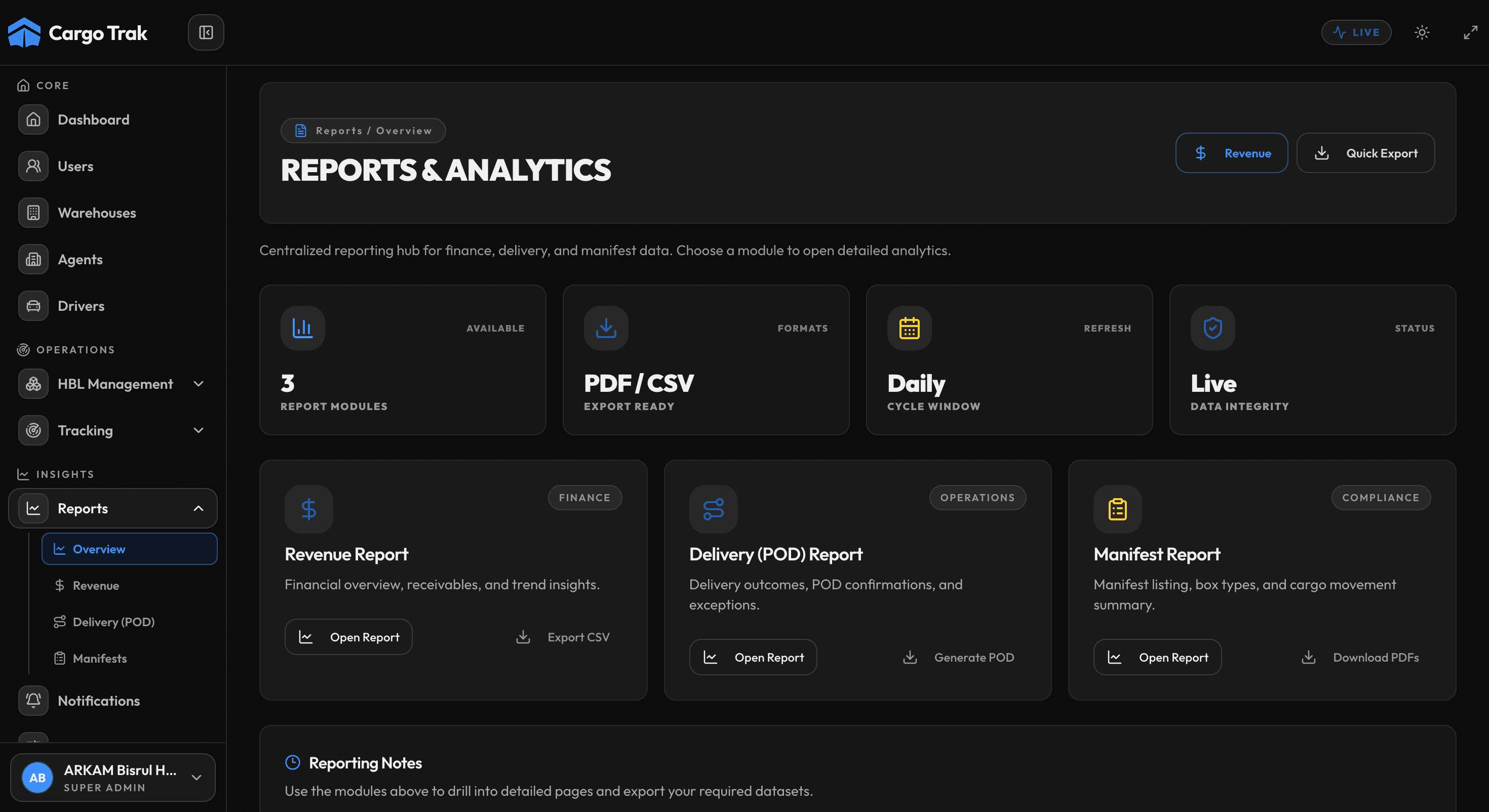 Cargo Trak Revenue Intelligence Dashboard
